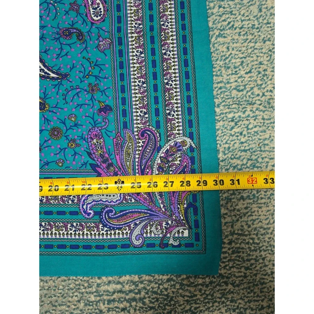 Paisley Scarf Women‎ OS Teal Excellent Vintage Made in Italy Square 30x30